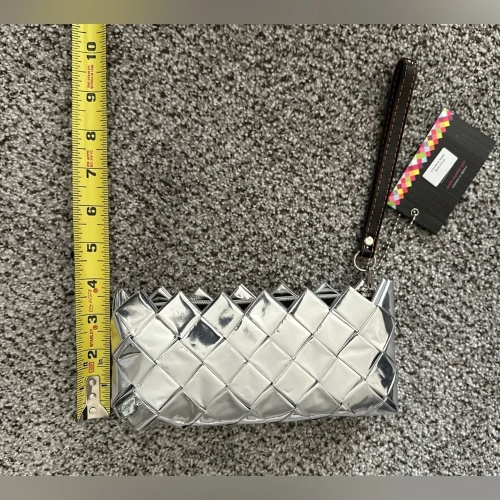 Nahui Ollin Candy Wrapper Bag Silver Clutch Wristlet Small Zippy Bag